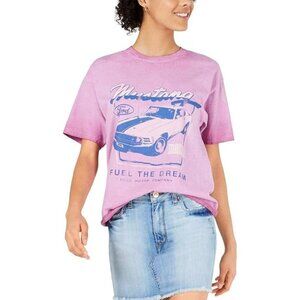 True Vintage Womens Crew Neck T-Shirt Top Raw Hem Graphic 100%Cotton Purple SZ L